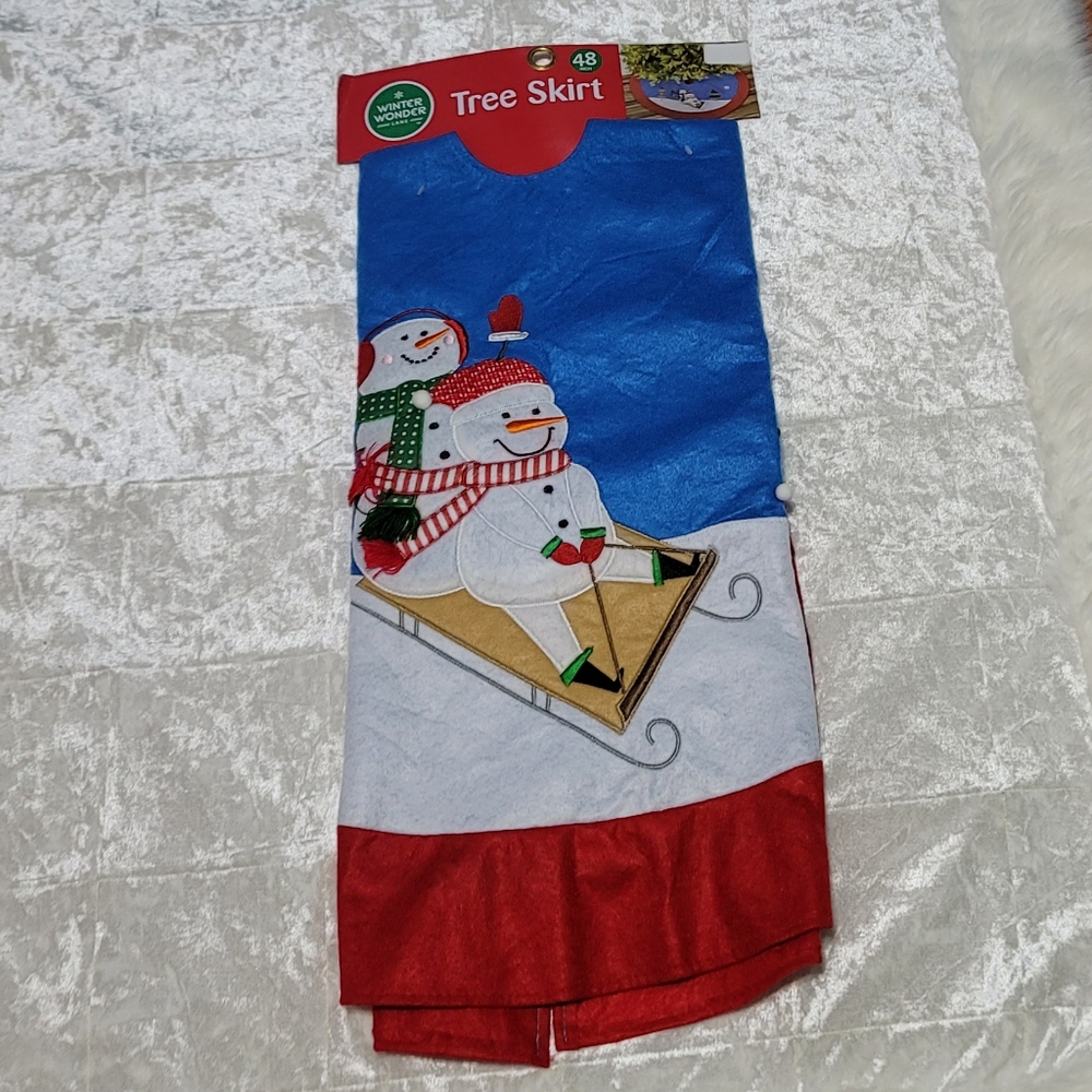 Winter Wonder Lane Blue Snowman Christmas Tree Skirt
